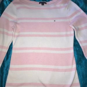 Long sleeve pink and white shirt
